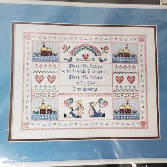 Dimensions Counted Cross Stitch Sampler Bless This House Hearts House Country - Picture 1 of 5